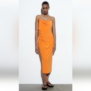 ZARA SPAGHETTI STRAPS DRESS WITH DRAPED NECKLINE